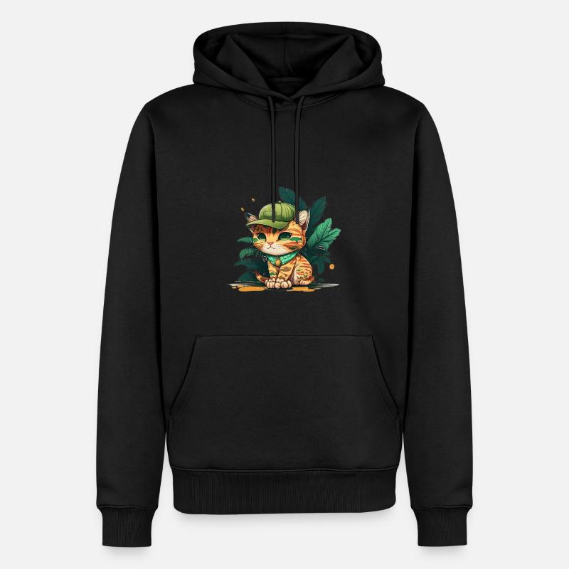 Cute Cat Tropical 2 - Männer Premium Bio Hoodie - Schwarz