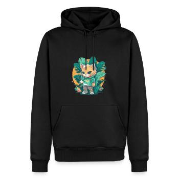 Cute Cat Tropical 5 - Männer Premium Bio Hoodie - Schwarz - Vorne - Nico (187cm)