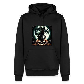 Katze und Halloween - Männer Premium Bio Hoodie - Schwarz - Vorne - Nico (187cm)