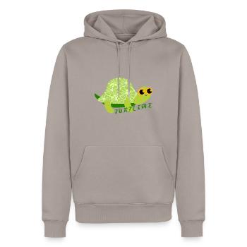 Lime turtle. - Men’s Premium Organic Hoodie - taupe - Front - Nico (187cm)