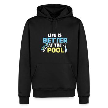 Nageurs Natation 50 mètres piste Brasse - Sweat à capuche Premium bio Homme - noir - Devant - Nico (187cm)