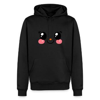 visage mignon, yeux kawaii fan de manga, chibi - Sweat à capuche Premium bio Homme - noir - Devant - Nico (187cm)