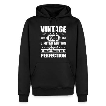 68 Geburtstag Geschenk Mann Frau 1955 Jahrgang - Männer Premium Bio Hoodie - Schwarz - Vorne - Nico (187cm)