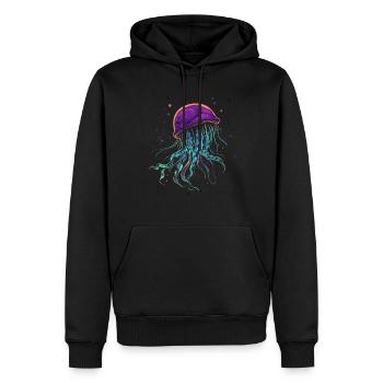 Qualle - Männer Premium Bio Hoodie - Schwarz - Vorne - Nico (187cm)
