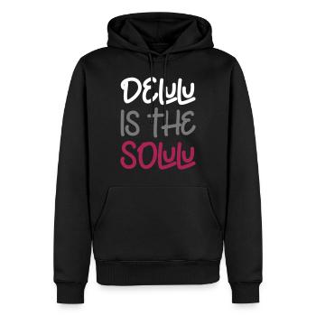 Delulu is the solulu - Männer Premium Bio Hoodie - Schwarz - Vorne - Nico (187cm)