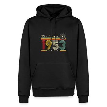 1953 Anniversaire Né En 1953 Rétro Vintage - Sweat à capuche Premium bio Homme - noir - Devant - Nico (187cm)