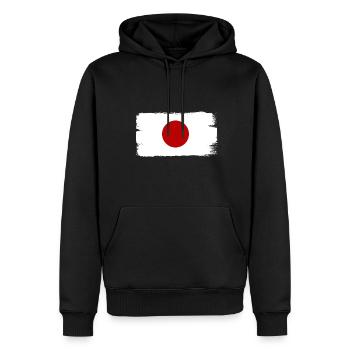 Drapeau du Japon utilisé Look Nihon Drapeau japonais - Sweat à capuche Premium bio Homme - noir - Devant - Nico (187cm)