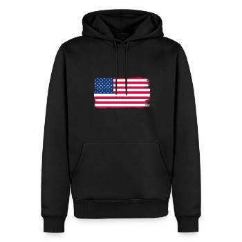 USA Flagge Amerika Fahne Stars & Stripes Patriot - Männer Premium Bio Hoodie - Schwarz - Vorne - Nico (187cm)