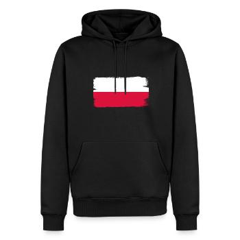 Pologne Drapeau utilisé Look Polska Drapeau polonais - Sweat à capuche Premium bio Homme - noir - Devant - Nico (187cm)