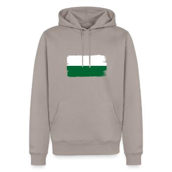 Drapeau de Saxe Drapeau saxon Ossi Holiday SN - Sweat à capuche Premium bio Homme - taupe - Devant - Nico (187cm)