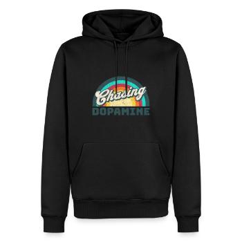 Retro-Regenbogen auf der Jagd nach Dopamin - Männer Premium Bio Hoodie - Schwarz - Vorne - Nico (187cm)