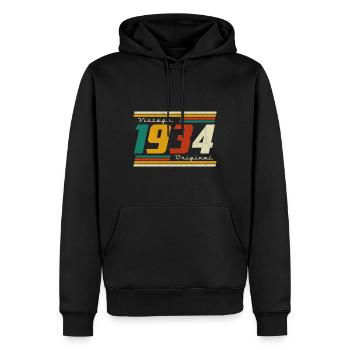 1934 vintage né anniversaire mari femme rétro - Sweat à capuche Premium bio Homme - noir - Devant - Nico (187cm)