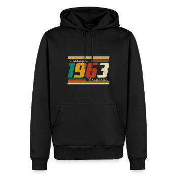 1963 Anniversaire Né En 1963 Rétro Vintage - Sweat à capuche Premium bio Homme - noir - Devant - Nico (187cm)