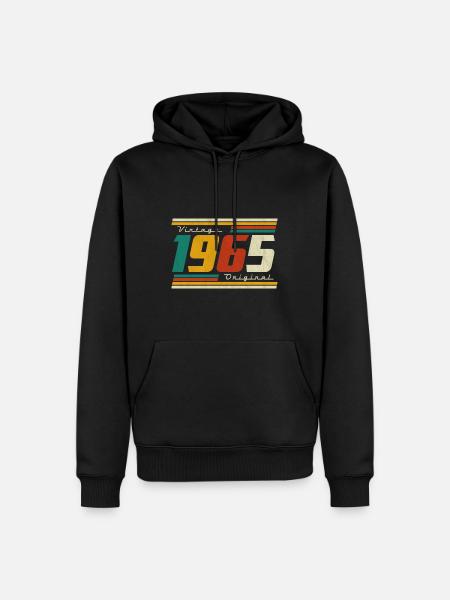 1965 Anniversaire Né En 1965 Rétro Vintage - Sweat à capuche Premium bio Homme - noir