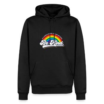 Be Kind LGBT Regenbogen - Männer Premium Bio Hoodie - Schwarz - Vorne - Nico (187cm)