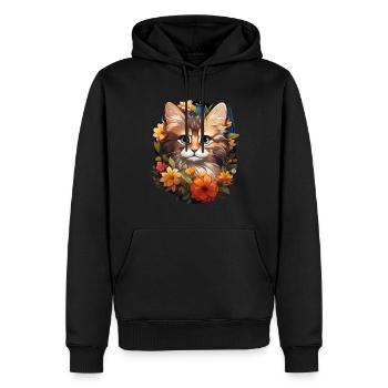 Chat - Sweat à capuche Premium bio Homme - noir - Devant - Nico (187cm)