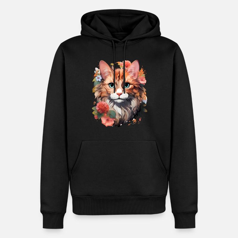 Chat - Sweat à capuche Premium bio Homme - noir