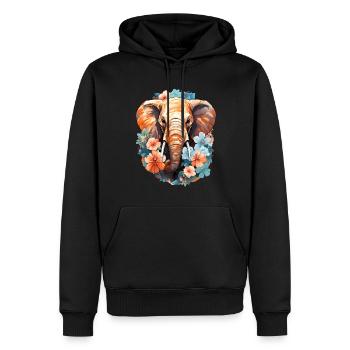 Elefant - Männer Premium Bio Hoodie - Schwarz - Vorne - Nico (187cm)