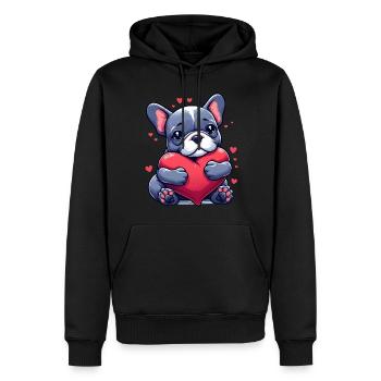 Französische Bulldogge Valentinstagsgeschenke - Männer Premium Bio Hoodie - Schwarz - Vorne - Nico (187cm)