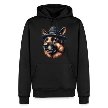 German Shepherd The Mobster - Men’s Premium Organic Hoodie - black - Front - Nico (187cm)