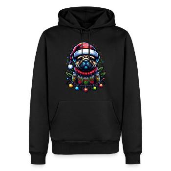 Carlin Père Noël en famille - Sweat à capuche Premium bio Homme - noir - Devant - Nico (187cm)