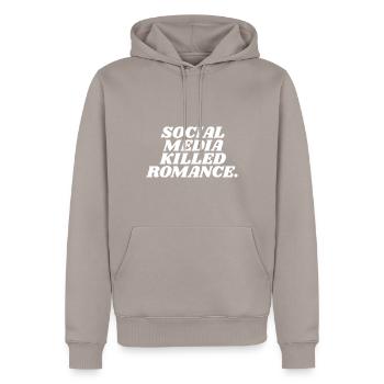 Social Media Killed Romance - Männer Premium Bio Hoodie - Taupe - Vorne - Nico (187cm)