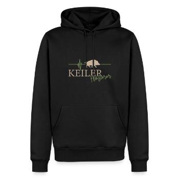 Kardiogramm Keiler Flüsterer Wildschwein Jäger - Männer Premium Bio Hoodie - Schwarz - Vorne - Nico (187cm)