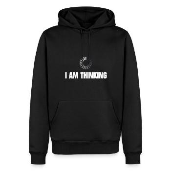 Ich denke nach - Männer Premium Bio Hoodie - Schwarz - Vorne - Nico (187cm)