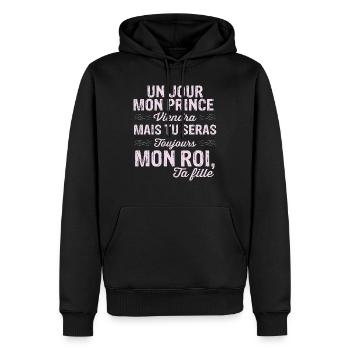 "Mon ROI" - Sweat à capuche Premium bio Homme - noir - Devant - Nico (187cm)
