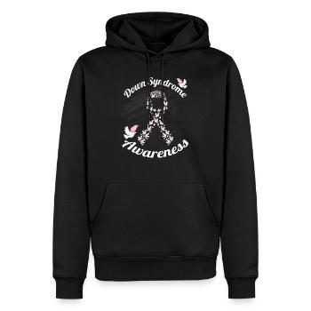 Down syndrome awareness - Men’s Premium Organic Hoodie - black - Front - Nico (187cm)