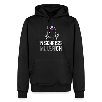 n Scheiß muss ich - Männer Premium Bio Hoodie - Schwarz - Vorne - Nico (187cm)