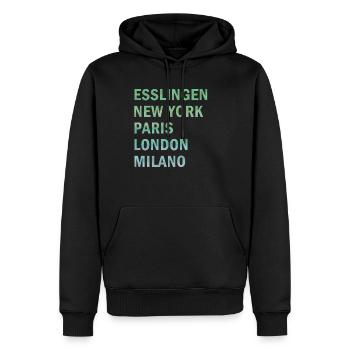 Metropole Esslingen - Männer Premium Bio Hoodie - Schwarz - Vorne - Nico (187cm)