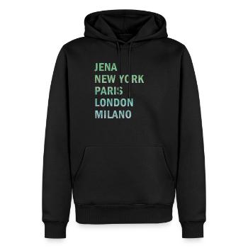 Metropole Jena - Männer Premium Bio Hoodie - Schwarz - Vorne - Nico (187cm)