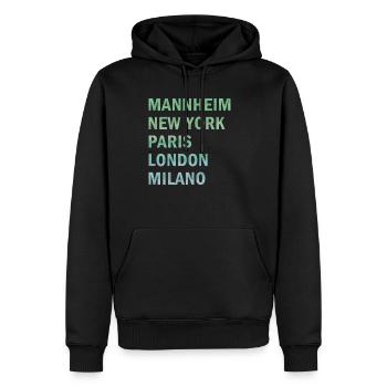 Metropole Mannheim - Männer Premium Bio Hoodie - Schwarz - Vorne - Nico (187cm)