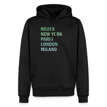 Metropole Neuss - Männer Premium Bio Hoodie - Schwarz - Vorne - Nico (187cm)