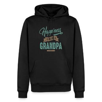 Happiness Grandpa - Men’s Premium Organic Hoodie - black - Front - Nico (187cm)