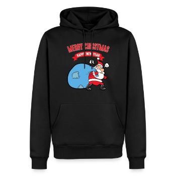 Noël Noël Père Noël Père Noël - Sweat à capuche Premium bio Homme - noir - Devant - Nico (187cm)