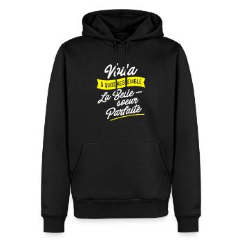 Belle soeur parfaite - Sweat à capuche Premium bio Homme - noir - Devant - Nico (187cm)