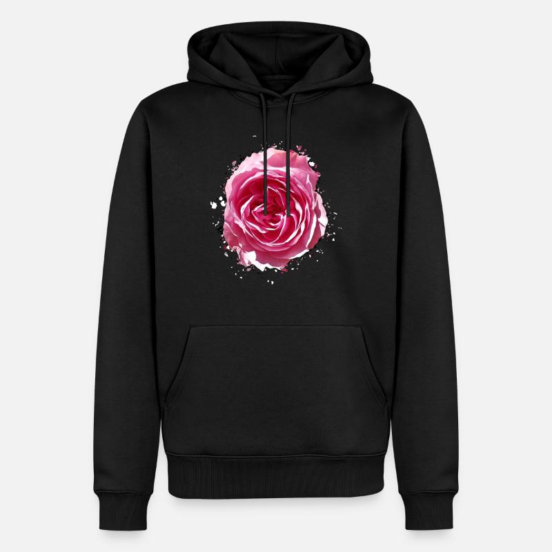 Fleur / Fleur / Rose - Sweat à capuche Premium bio Homme - noir