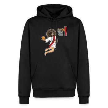 Jesus christ basket ball basket ball sport - Sweat à capuche Premium bio Homme - noir - Devant - Nico (187cm)