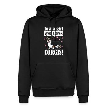 Corgi - Sweat à capuche Premium bio Homme - noir - Devant - Nico (187cm)