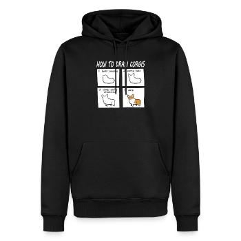 corgi - Sweat à capuche Premium bio Homme - noir - Devant - Nico (187cm)
