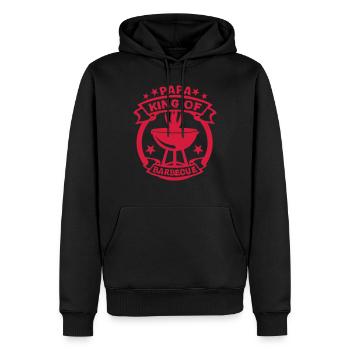 papa king roi barbecue logo fete - Sweat à capuche Premium bio Homme - noir - Devant - Nico (187cm)