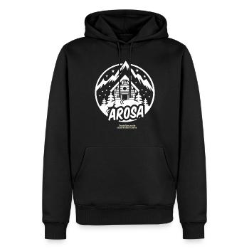 T-shirt Arosa Suisse Station de ski - Sweat à capuche Premium bio Homme - noir - Devant - Nico (187cm)