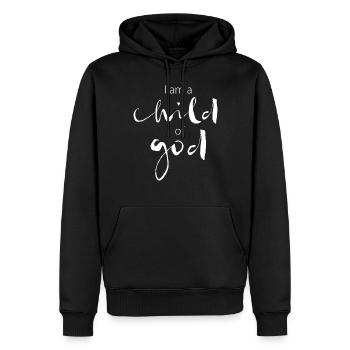 Je suis un enfant de dieu - Sweat à capuche Premium bio Homme - noir - Devant - Nico (187cm)