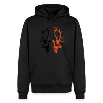 hirsche - Männer Premium Bio Hoodie - Schwarz - Vorne - Nico (187cm)