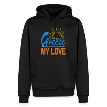 Greece my Love, Grèce mon amour - Sweat à capuche Premium bio Homme - noir - Devant - Nico (187cm)