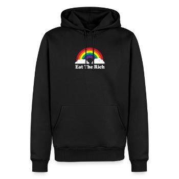 Mange les riches - Sweat à capuche Premium bio Homme - noir - Devant - Nico (187cm)