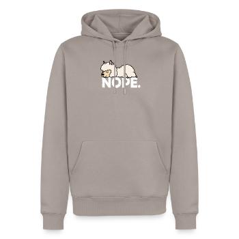 Lama - Sweat à capuche Premium bio Homme - taupe - Devant - Nico (187cm)