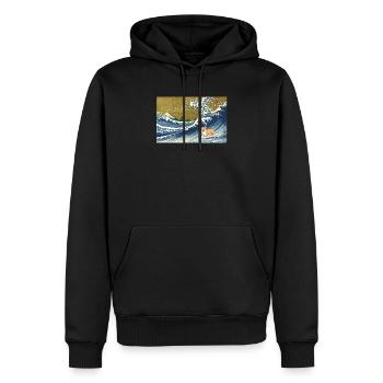Corgi chien surfer La Grande Vague - Sweat à capuche Premium bio Homme - noir - Devant - Nico (187cm)